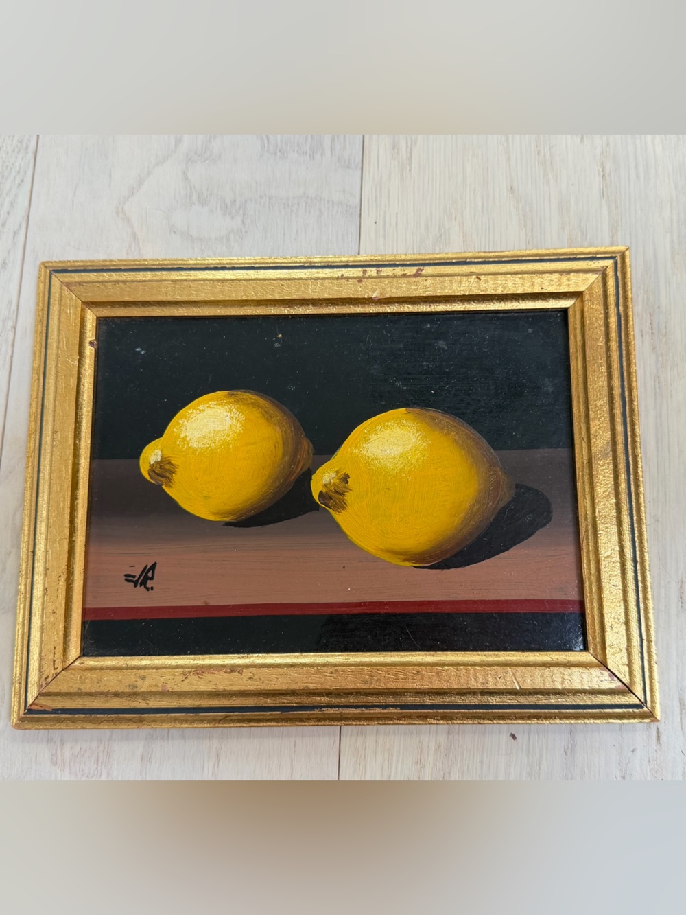 Original, Signed & Framed Still Lemon Pair Painting from Spain